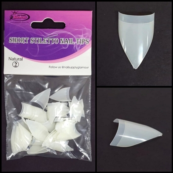 SHORT Stiletto Nail Tips REFILLS ( NATURAL ) # 2