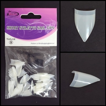 SHORT Stiletto Nail Tips REFILLS ( NATURAL ) # 8