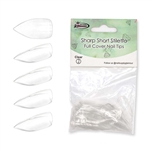 Sharp Short Stiletto FULL COVER Nail Tips REFILLS ( clear ) 50 pcs