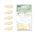 Sharp Short Stiletto FULL COVER Nail Tips REFILLS ( natural ) 50 pcs