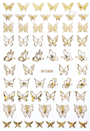 BUTTERFLY Nail Stickers Gold AB # 144