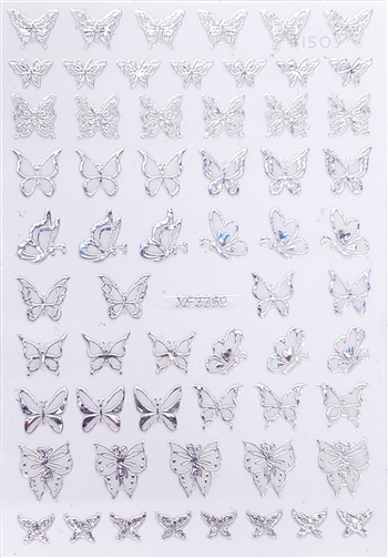 BUTTERFLY Nail Stickers Silver AB # 150