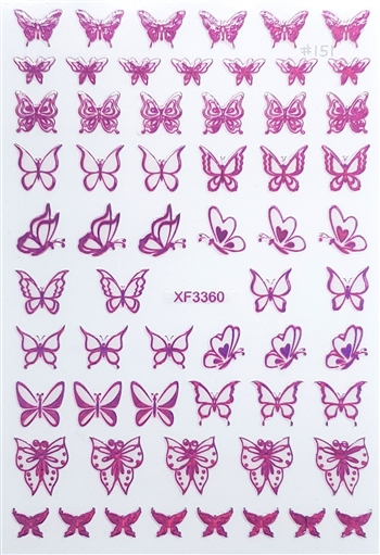 BUTTERFLY Nail Stickers Fuchsia # 151