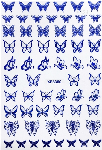 BUTTERFLY Nail Stickers Blue # 154