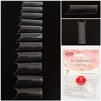 XL Perfection Nail Tips ( clear ) 55pcs Bag #8