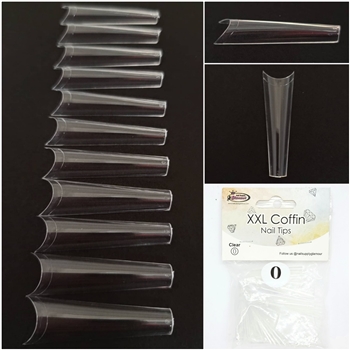 XXL Coffin Nail Tips ( Clear ) 50pcs Bag #0