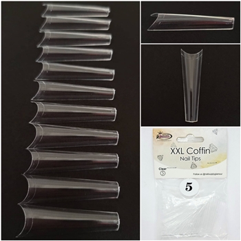 XXL Coffin Nail Tips ( Clear ) 50pcs Bag #5