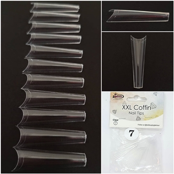 XXL Coffin Nail Tips ( Clear ) 50pcs Bag #7