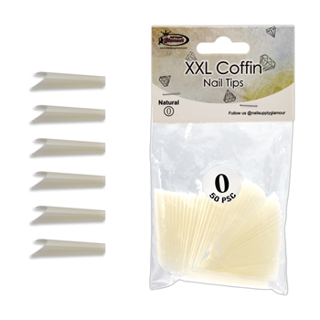 XXL Coffin Nail Tips ( natural ) 50pcs Bag #0