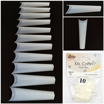 XXL Coffin Nail Tips ( natural ) 50pcs Bag #10