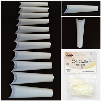 XXL Coffin Nail Tips ( natural ) 50pcs Bag #9