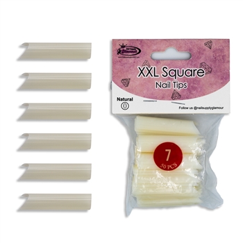 Glamour XXL Square Nail Tips REFILLS ( natural ) 50pcs #7