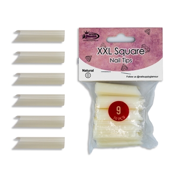 Glamour XXL Square Nail Tips REFILLS ( natural ) 50pcs #9