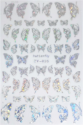 BUTTERFLY Nail Stickers Silver AB # 135
