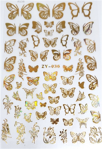BUTTERFLY Nail Stickers Gold AB # 138