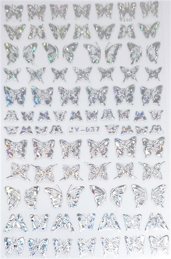 BUTTERFLY Nail Stickers Silver AB # 140