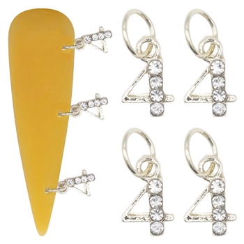 Number Metal Nail Charms 4pcs #310