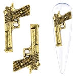 GOLD GUN Metal Nail Charms 2pcs # 512