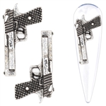 SILVER GUN Metal Nail Charms 2pcs # 513