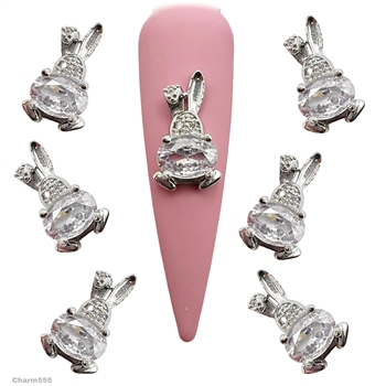 Silver Bunny Metal Nail Charms 2pcs #555