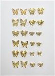 Gold Butterflies Metal Nail Charms Set # 62