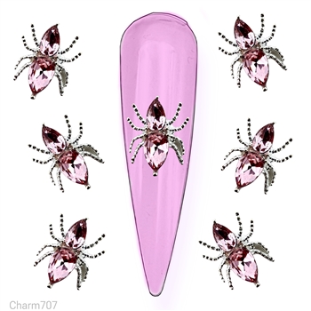 Pink SPIDER Metal Nail Charms 2pcs #707