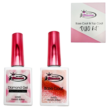 DUO KIT  Base Coat & Diamond Gel Top Coat (non-wipe)