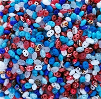 RPBMIX106 - SuperDuo 2.5X5mm Red, White & Blue Mix - 8 Grams