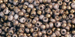 Toho 11/0 Round Gilded Marble White Seed Beads - 10 Grams