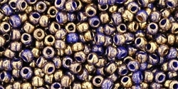 Toho 11/0 Round Gilded Marble Blue Seed Beads - 10 Grams