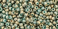 11/0 Toho 11TO1703 Round Gilded Marble Turquoise Seed Beads - 10 Grams