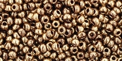 Toho 11/0 Round Gilded Marble Brown Seed Beads - 10 Grams