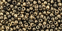 11/0 Toho 11TO1706 Round Gilded Marble Black Seed Beads - 10 Grams
