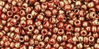Toho 11/0 Round Gilded Marble Red Seed Beads - 10 Grams