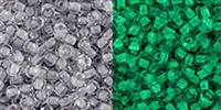 11/0 Toho 11TO2725 Round - Glow In The Dark - Grey Crystal/Bright Green - 10 Grams