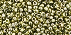 11/0 Toho 11TO457 Round Gold-Lustered Green Tea Seed Beads - 10 Grams