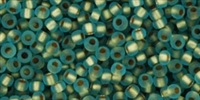 [ 3-1-B-2 ] 11/0 Toho 11TO995F Round Frosted Gold-Lined Aqua - 10 Grams