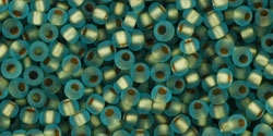 11/0 Toho 11TO995F Round Frosted Gold-Lined Aqua - 10 Grams