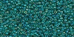 10g Miyuki Rocaille Seed Beads 15RR0295 TR Green/Blue/Gold