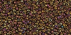 10g Miyuki Rocaille Seed Beads 15RR0462 MR Gold/Violet/Green