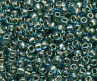 3/0 Toho 3TO990 - Gold Lined Aqua Round  Seed Beads - 10 Grams