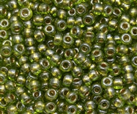 3/0 Toho 3TO991 - Gold Lined Peridot Round  Seed Beads - 10 Grams