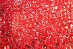 Miyuki Square 4MM Beads 4SB208 ICL Clear/ Raspbery