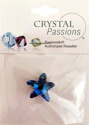 672117BER  - 17x16mm Swarovski Crystal Faceted Starfish Drop Crystal - Bermuda Blue - 1 count