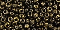 6/0 Toho 6TO1706 - Gilded Marble Black Round Seed Beads - 10 Grams
