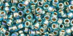 Toho 8/0 Round 8TO995 - Gold-Lined Rainbow Aqua - 10 Grams