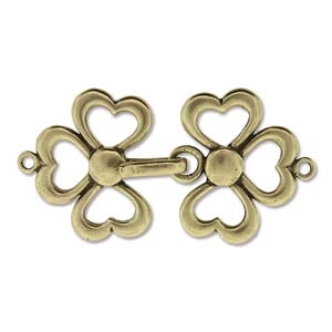 JBB Findings Clover Hook & Eye Clasp : Antique Brass