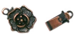 Antiqued Copper Brass Rose Clasp 9MM