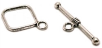 Antiqued Silver Finish Diamond Shape Toggle Clasp - 14x14mm