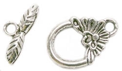 Antiqued Silver Finish Pewter Flower Toggle Clasp 15x12mm